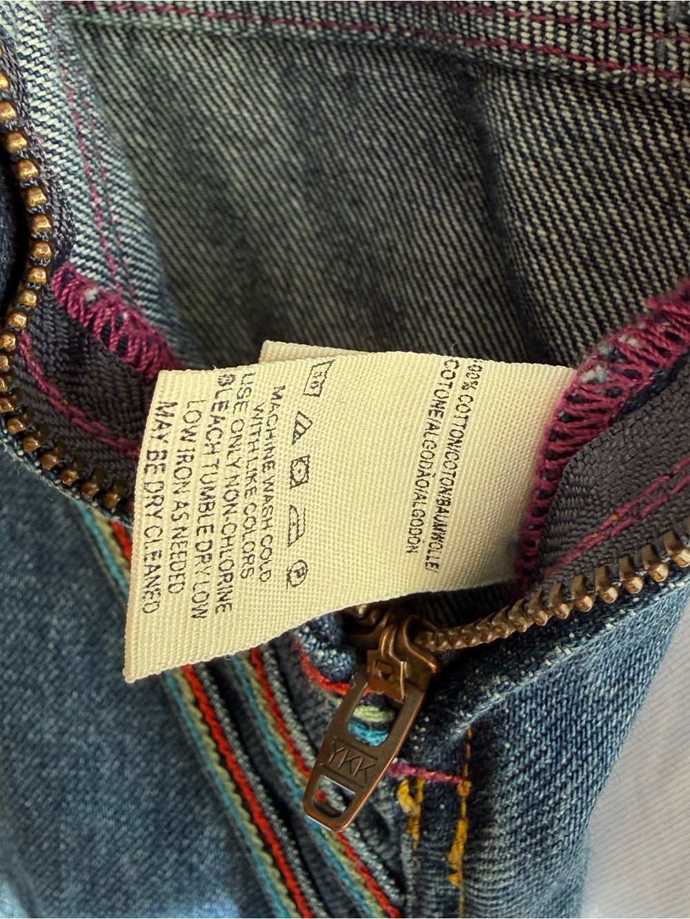 Dark Wash Denim Overalls with Rainbow Trim - Picture 6 of 6